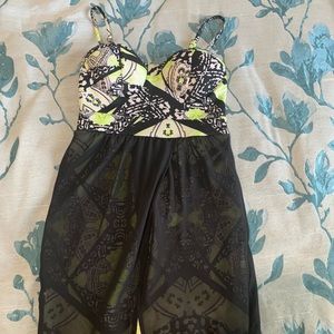 Green and black dress
